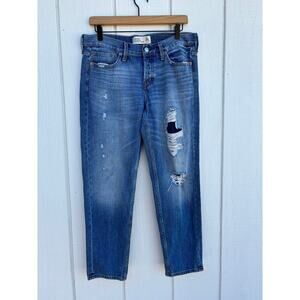 Abercrombie‎ & Fitch Boyfriend Straight Jean, Distressed, Sz 0R W25 L25